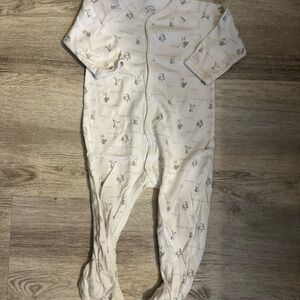 Lively Cream Baby Footie with Animal Print